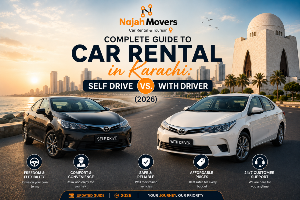 Car rental in Karachi - self drive Toyota Corolla with Najah Movers